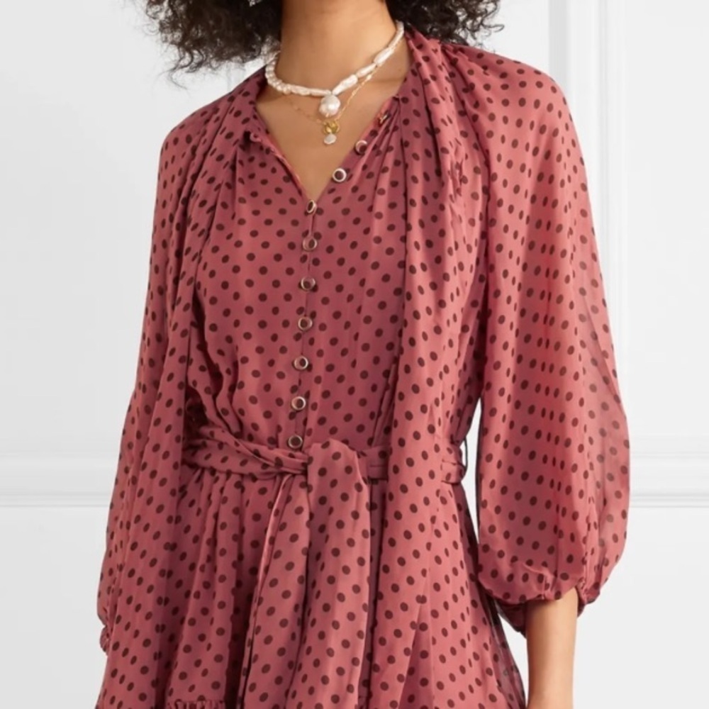 Zimmermann Espionage Neck Tie Blouse Rosewood